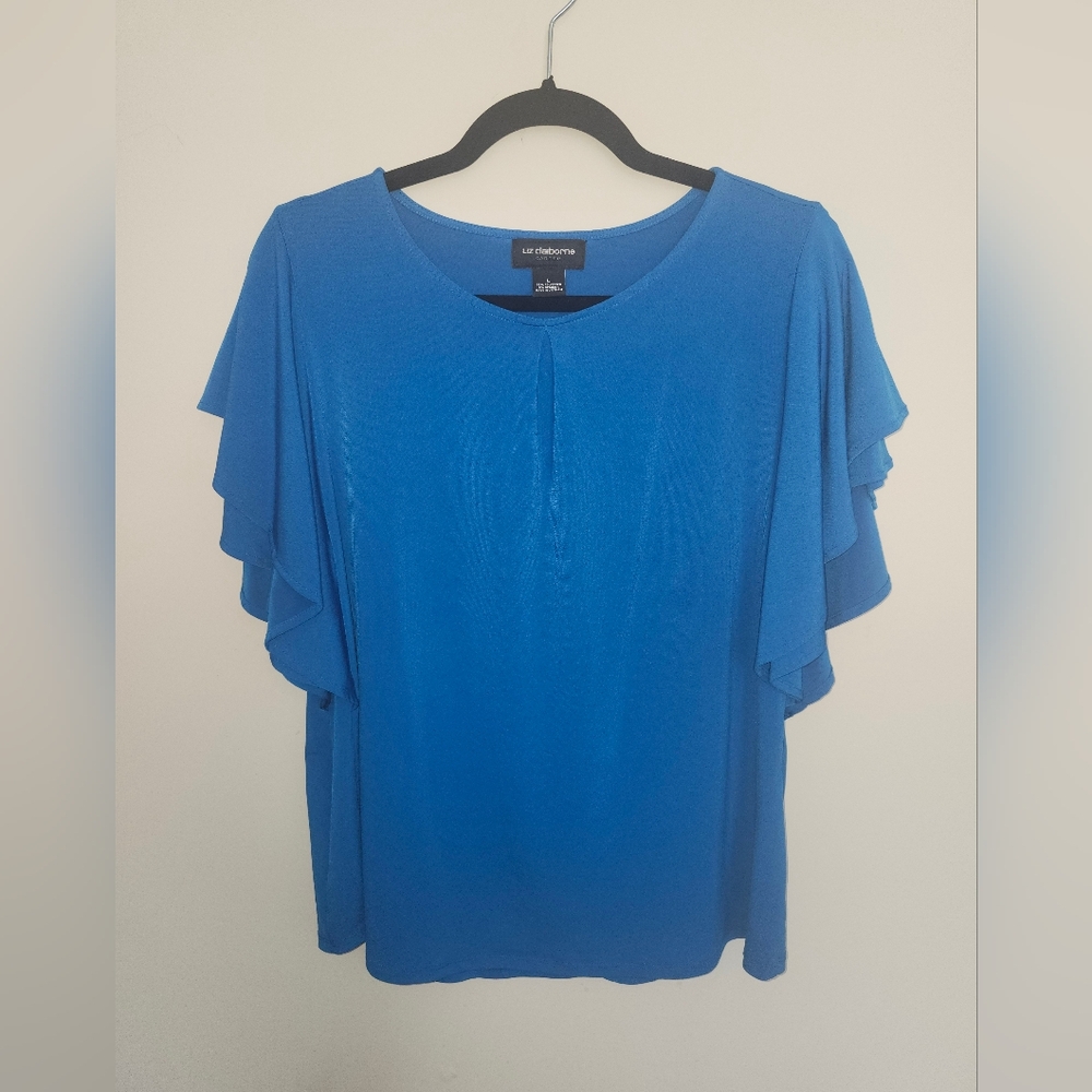 Liz Claiborne Career Blue Women's Top Size: L